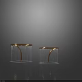 Shiny Golden Circular Garden Ornaments With Curved Stands And Decorative Bead Accents