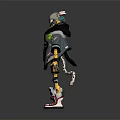 Futuristic Robot Character Wearing Hooded Jacket With Neon Green Accents Mechanical Limbs And Sneakers