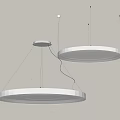 Modern Circular White Pendant Lights With Illuminated Rings In Interior Space 3d model