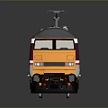 Modern Electric Train Yellow Front Purple White Body Black Roof Red Top Components