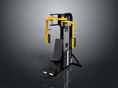 Home Fitness Equipment Seated Chest Press Machine With Black Yellow Frame And Adjustable Seat 3d model