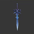Fantasy Blue Ornate Sword With Detailed Blade And Shiny Decorative Hilt