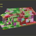Aged Wooden House Model With Gray Tiled Roof Porch Pillars And Windows