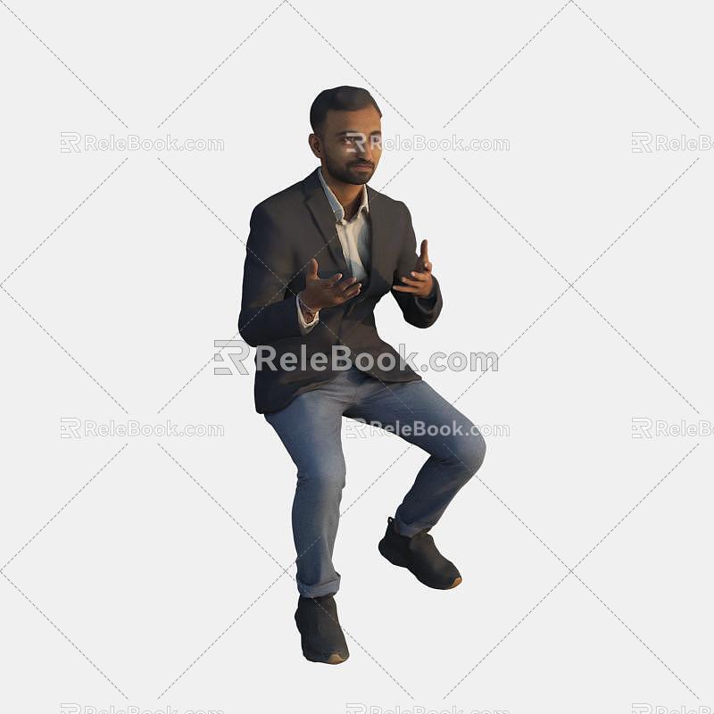 Sitting foreign men black 3d model