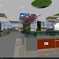 Modern Electronic Store Display Cabinets Featuring MI VIVO Brands and Glass Countertops in Store Environment