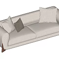 Modern Beige Two Seater Sofa With Soft Cushions And Brown Wooden Legs