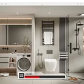 Modern Bathroom Interior With Vanity Mirror Toilet Shower And Storage Design