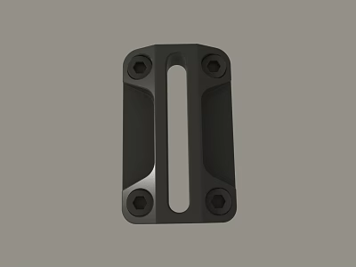 Black Metal Mounting Bracket With Four Screw Holes And Central Slot 3d model
