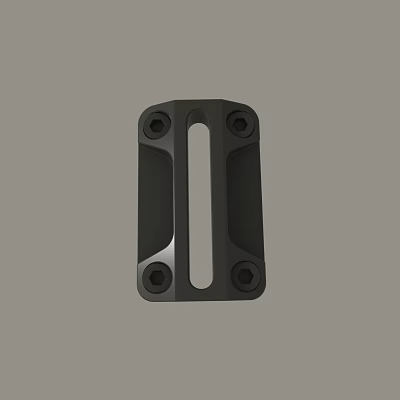 Black Metal Mounting Bracket With Four Screw Holes And Central Slot 3d model