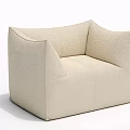 Modern Beige Upholstered Single Seater Sofa With Curved Armrest Design 3d model