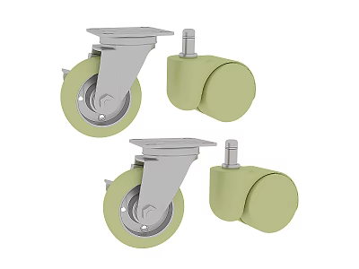 Green Swivel Casters With Metal Brackets For Furniture And Equipment Use 3d model