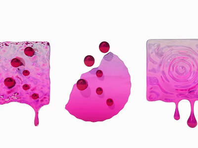 Unique Pink Transparent Pendant With Dripping Effect And Red Beads Design 3d model