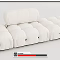 White Sectional Sofa With Modular Design Soft Fabric And Button Tufted Details 3d model
