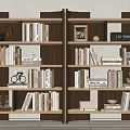 Modern Bookshelf Middle Ancient Bookcase Book Decoration Cabinet 3d model