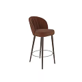 Orange Velvet Bar Stools With Curved Backrest And Metal Legs Footrest