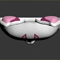 White Cat Shaped Mask With Pink Crescent Moon And Tear Like Patterns 3d model