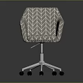 Modern Upholstered Office Chair With Armrest White Gray Geometric Pattern And Metal Caster Base