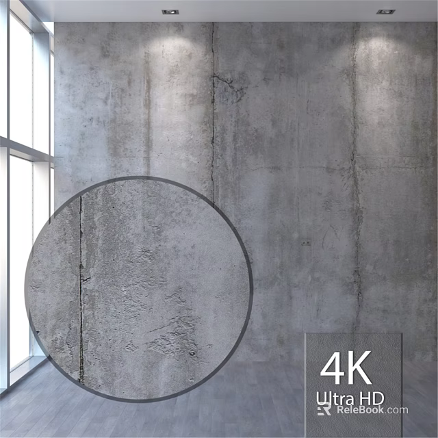 Round Component On Concrete Wall With Window And 4K Resolution 3d model 