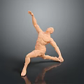 3D Rendered Orange Muscular Game And Movie Character In Kneeling Pose With Extended Arms