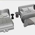 Elegant Modern Double Bed With Upholstered Headboard Soft Pillows And Color Options