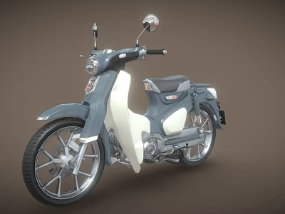 Classic Blue And White Motorcycle With Retro Design Shiny Wheels And Comfortable Seat 3d model