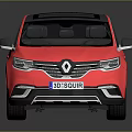 Red Renault MPV Car With Black Roof And Modern Shiny Exterior Design