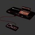 Retro Electronic Game Console With Family Computer Logo Game Controller And Connecting Cable