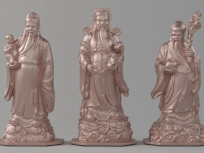 Traditional Chinese Figure Sculpture Carvings With Intricate Base And Ornamental Details 3d model