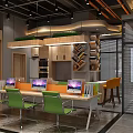 Modern Public Office Space With Open Layout Green Plants Workstations And Bright Lighting 3d model