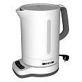 Modern White Electric Kettle Kitchen Appliance With Control Panel And Base For Home Use