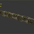 Metallic Chain With Connected Links On Black Background And Reflection 3d model