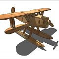 Wooden Biplane Model With Detailed Wing Structure And Propeller Design 3d model
