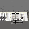 Service Hall Interior Design With Reception Desk Seating Area And Display Screens
