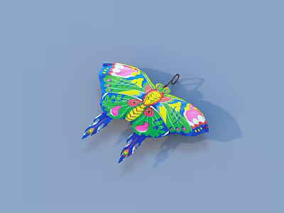 Colorful Butterfly Hanging Decoration With Vibrant Wing Patterns And Artistic Design 3d model