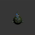 Green Submarine With Round Windows Ladder German Flag And Bubbles