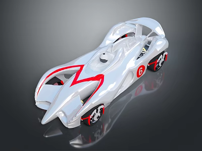 White Streamlined Racing Car With Red Accents And Modern Aerodynamic Design 3d model