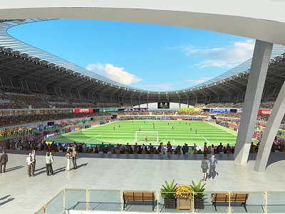 Modern Spacious Football Stadium With Green Pitch And Plenty Of Spectators Watching Exciting Live Matches 3d model