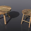 Rustic Wooden Leisure Chairs With Natural Wood Grain And Round Seat Design
