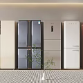 Neatly Arranged Modern Refrigerators and Freezers in Various Colors and Styles