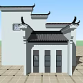 Traditional Chinese Symmetric Buildings Around Stone Paved Courtyard With Person Standing