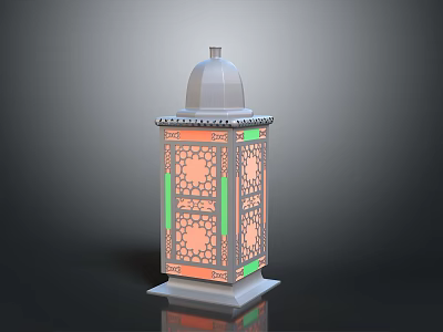 Traditional Decorative Lantern With Intricate Geometric Patterns Colorful Accents Dome Top And Sturdy Base 3d model