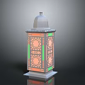 Traditional Decorative Lantern With Intricate Geometric Patterns Colorful Accents Dome Top And Sturdy Base