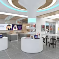 Modern Digital Store Interior With Smartphones Laptops On Round Display Counters And Customer Seating 3d model