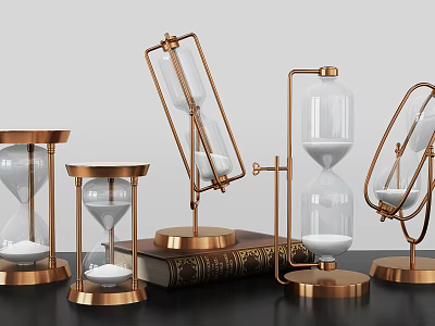 Elegant Ornamental Hourglass Set With Metal Bases And Vintage Design For Home Decor 3d model