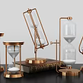 Elegant Ornamental Hourglass Set With Metal Bases And Vintage Design For Home Decor