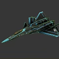 Cosmic Aerospace Futuristic Spaceship With Blue Black Streamlined Design And Cockpit