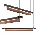 Modern Linear Chandeliers with Ribbed Metallic Bodies and Black Suspension Brackets