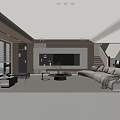 Modern Living Room Interior Design With Large Windows TV Wall Sofa And Coffee Table