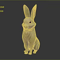 Gray Rabbit Sculpture With Large Ears Sitting Posture Modern Design On Dark Background 3d model