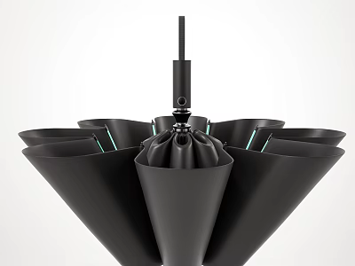 Black Modern Umbrella With Multiple Ribs And Sturdy Handle For Outdoor Use 3d model